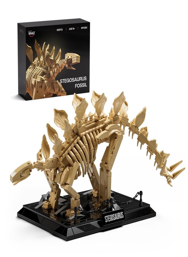 Nifeliz Stegosaurus Fossils Model Set, Dinosaur Skeleton Building Set with Display Base for Adults, Ideal Gift for Enthusiasts and Collectors (665 PCS, NF10353) - Image 1